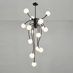 Caroline Modern Glass Chandelier with Gold or Black Metal Frame