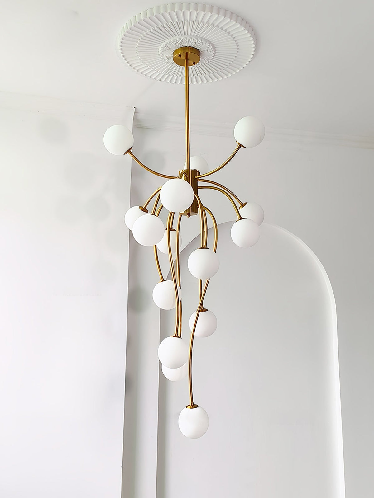 Caroline Modern Glass Chandelier with Gold or Black Metal Frame