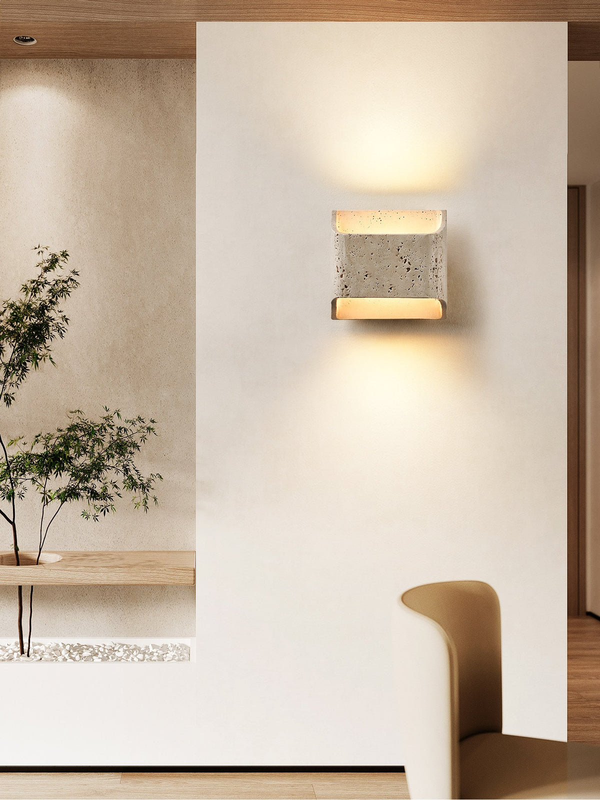 Carra Glow Block Wall Light in Yellow Travertine