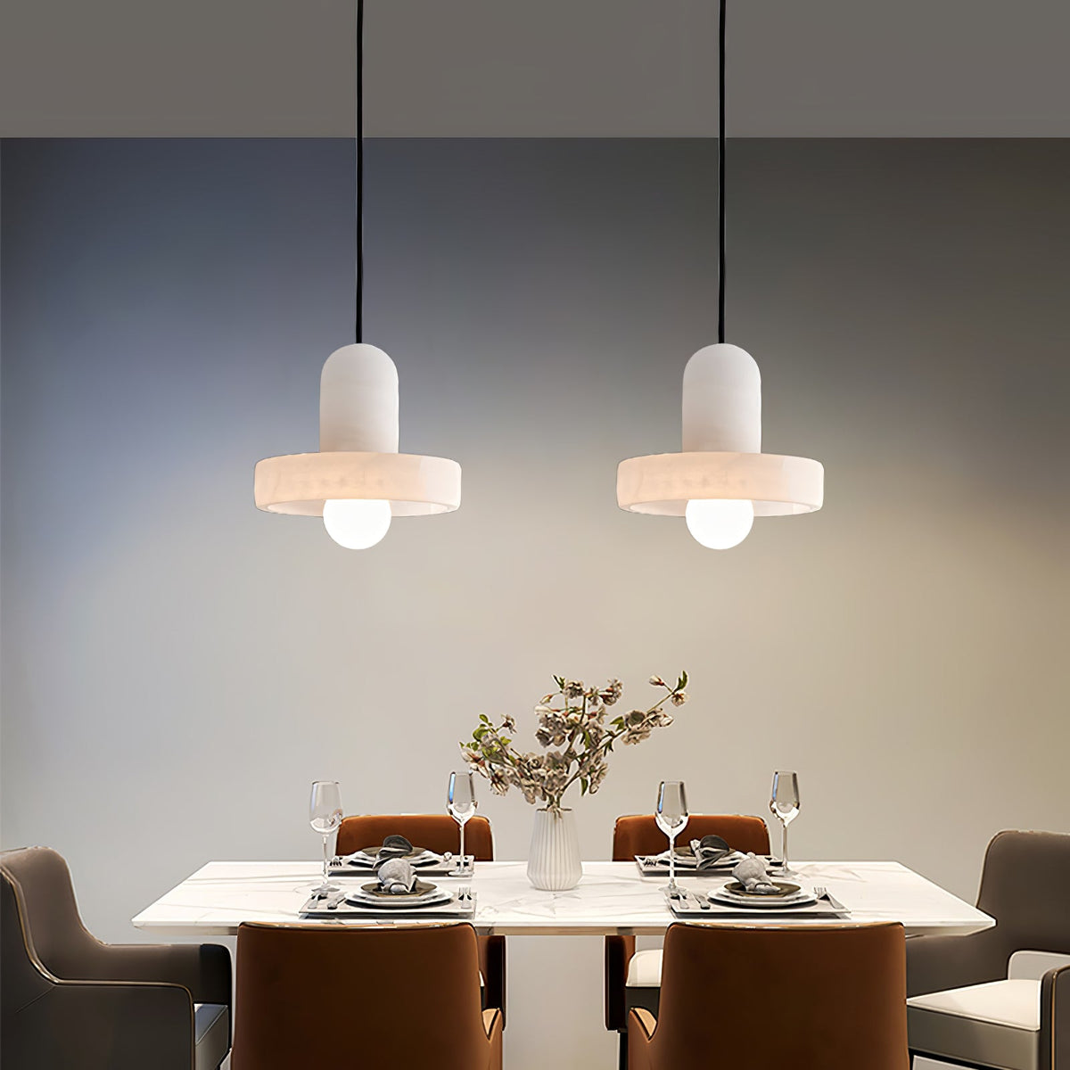 Carrara Alabaster Pendant Light – Modern Minimalist Ceiling Lamp