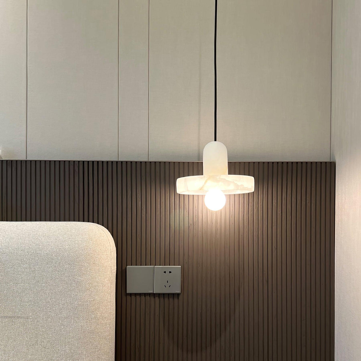 Carrara Alabaster Pendant Light – Modern Minimalist Ceiling Lamp