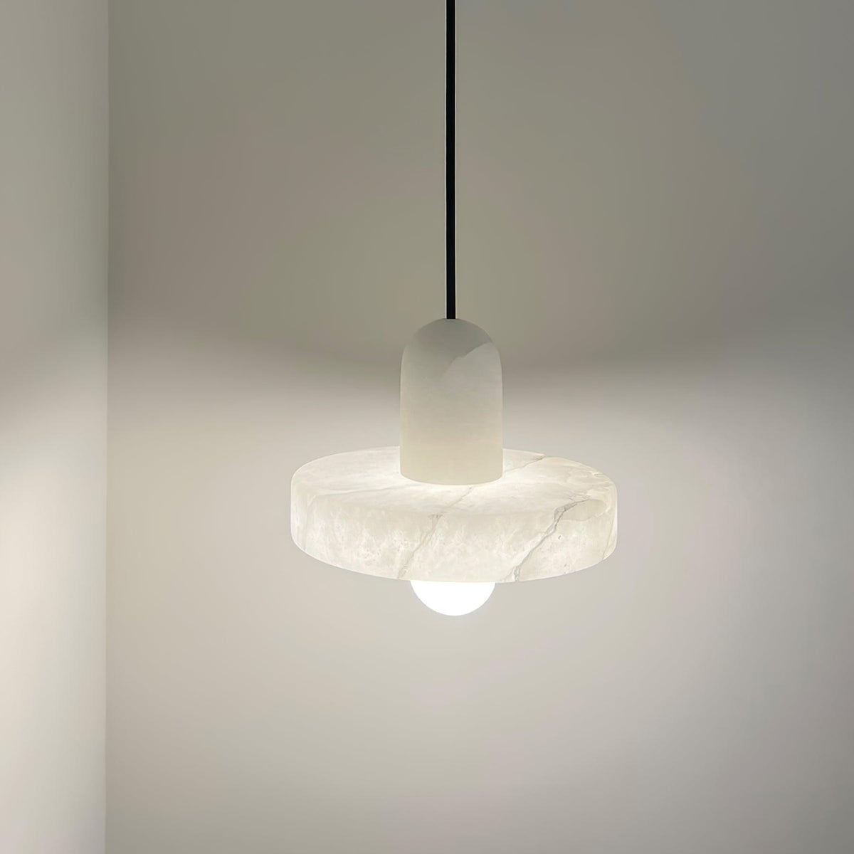 Carrara Alabaster Pendant Light – Modern Minimalist Ceiling Lamp