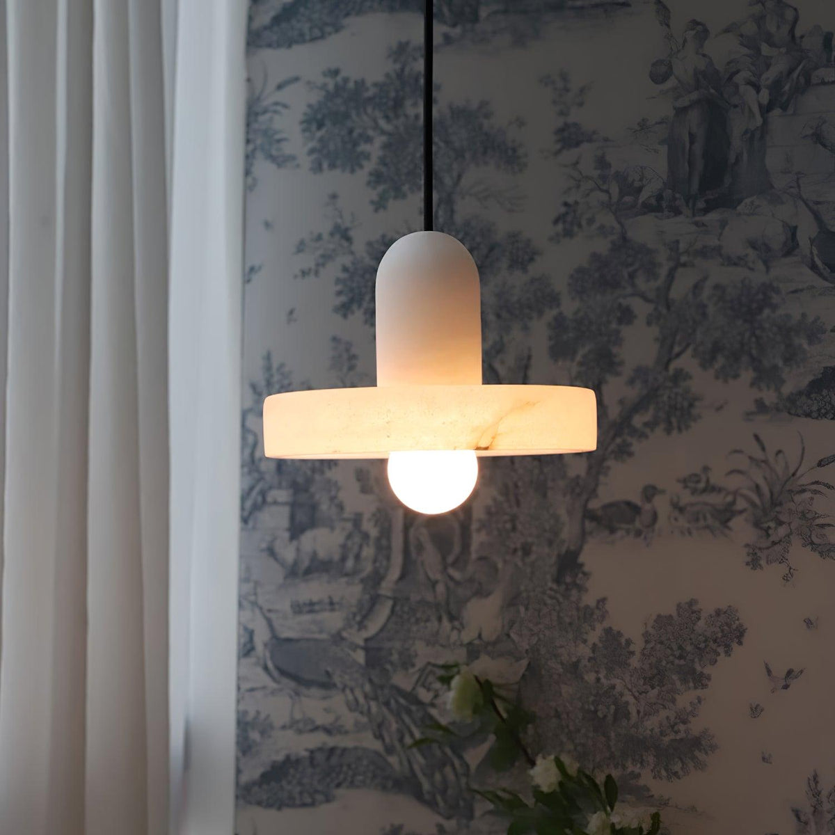 Carrara Alabaster Pendant Light – Modern Minimalist Ceiling Lamp