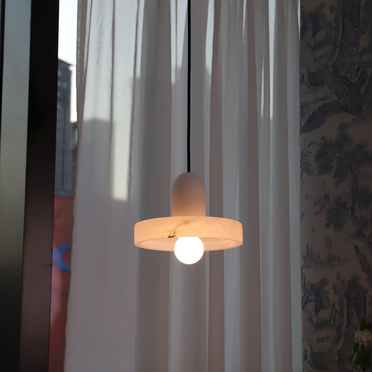 Carrara Alabaster Pendant Light – Modern Minimalist Ceiling Lamp