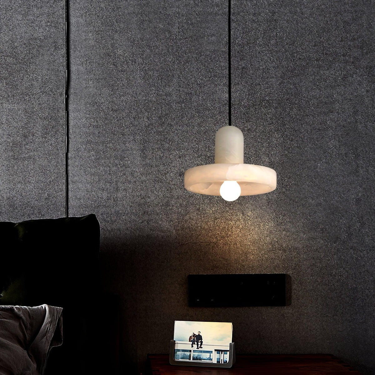 Carrara Alabaster Pendant Light – Modern Minimalist Ceiling Lamp