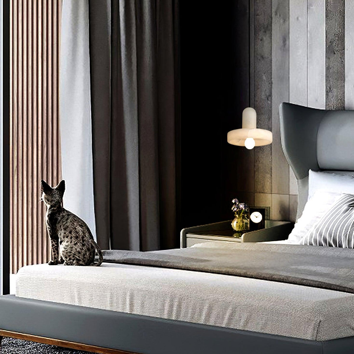 Carrara Alabaster Pendant Light – Modern Minimalist Ceiling Lamp