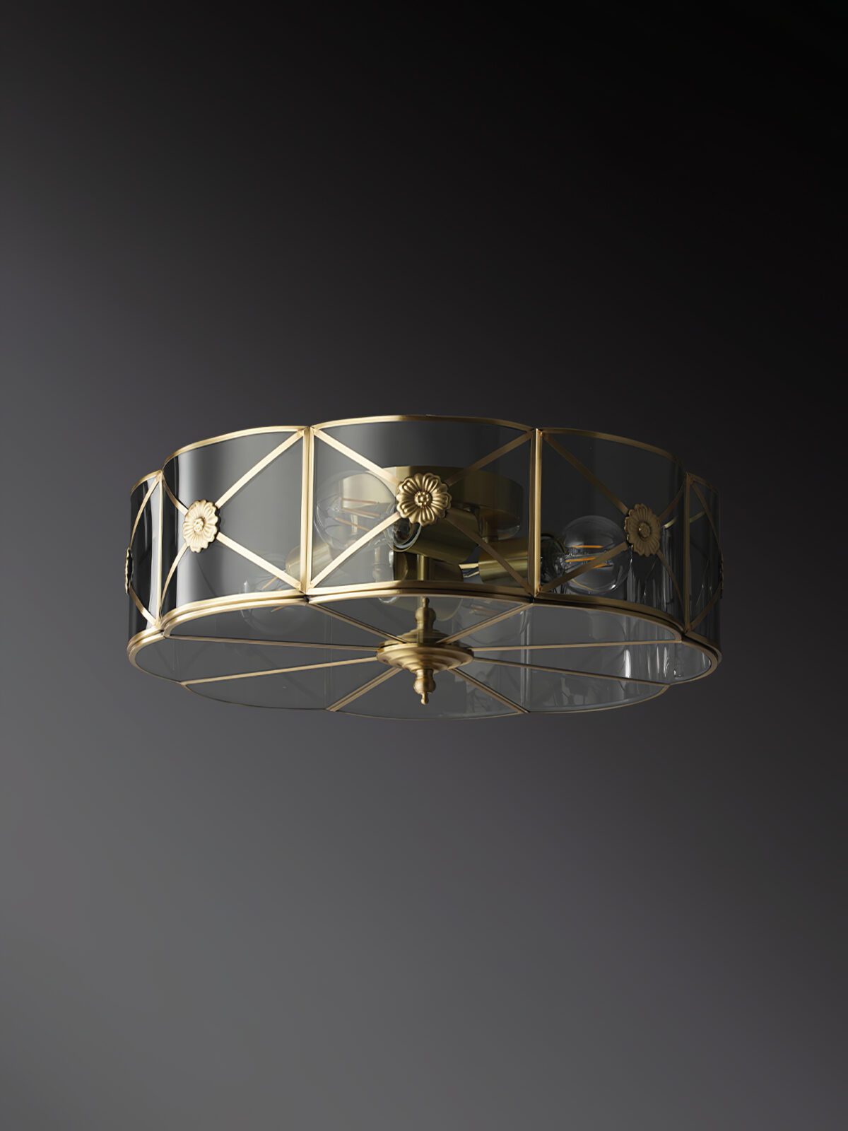 Carved Brass Ceiling Lamp
