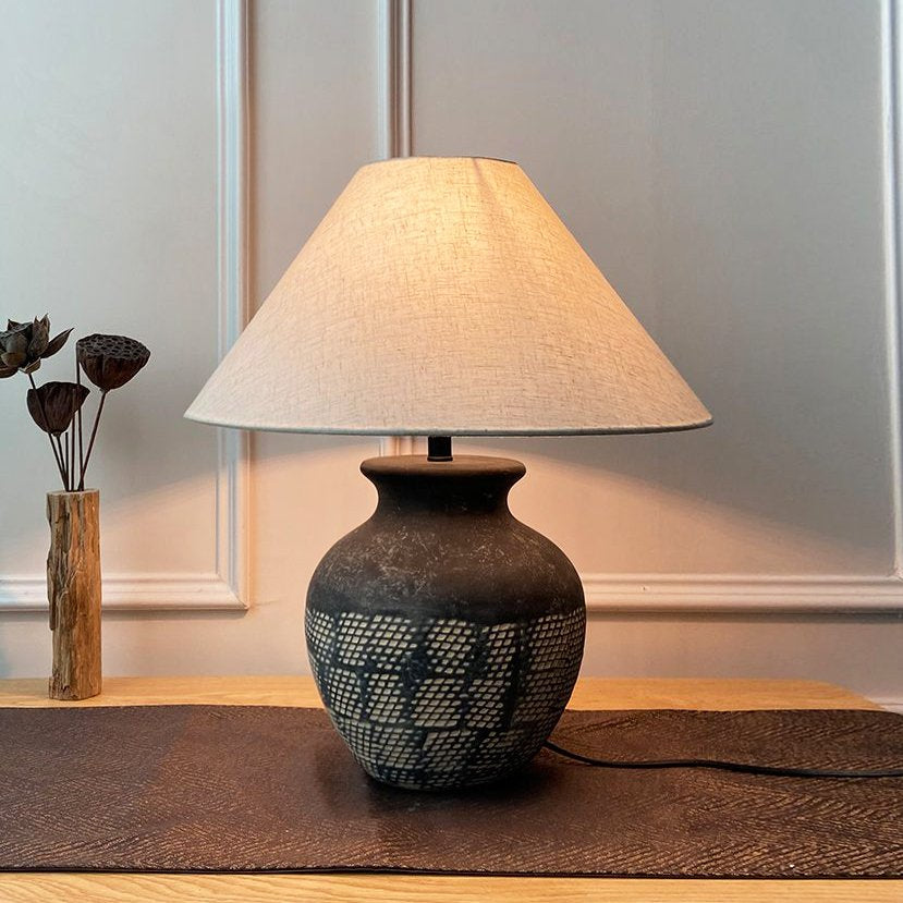 Carved Ceramic Table Lamp