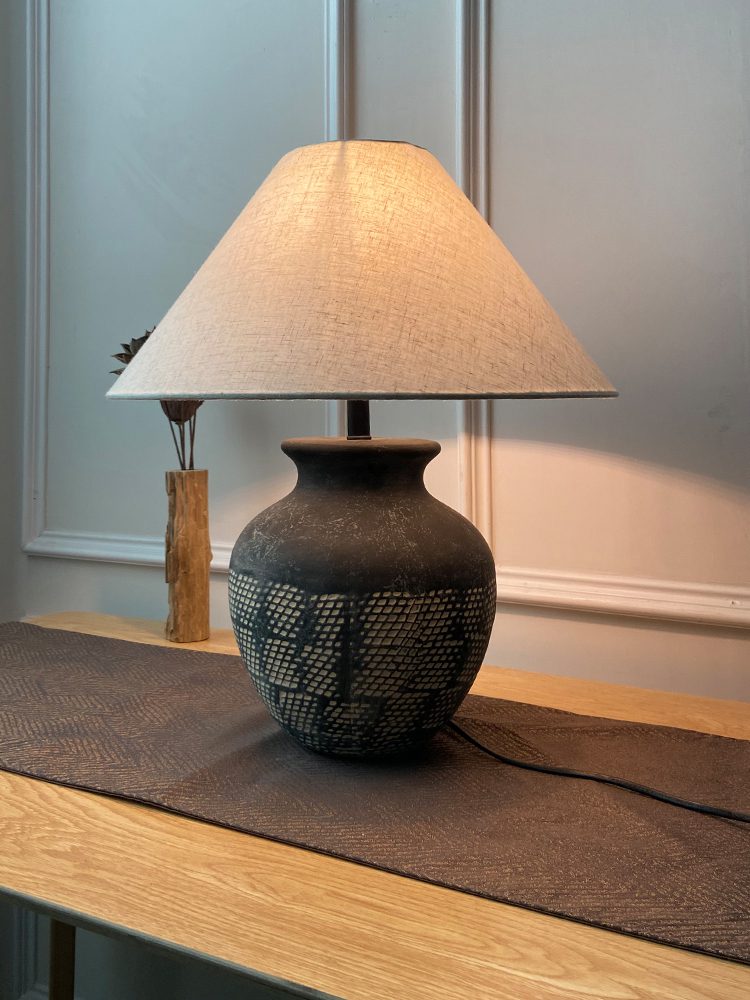 Carved Ceramic Table Lamp