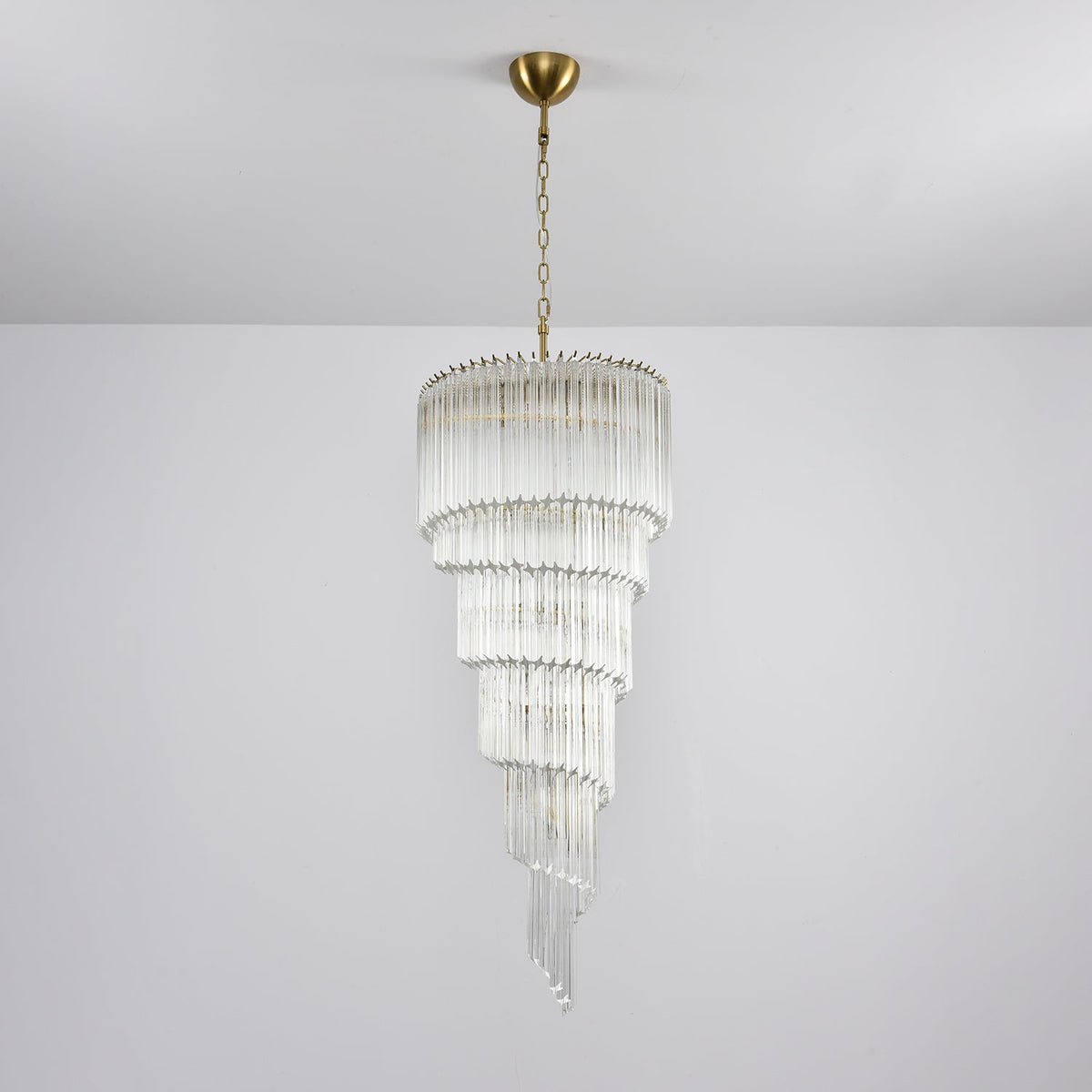 Cascada Spiral Clear Glass Chandelier for Staircases and Foyers
