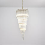 Cascada Spiral Clear Glass Chandelier for Staircases and Foyers