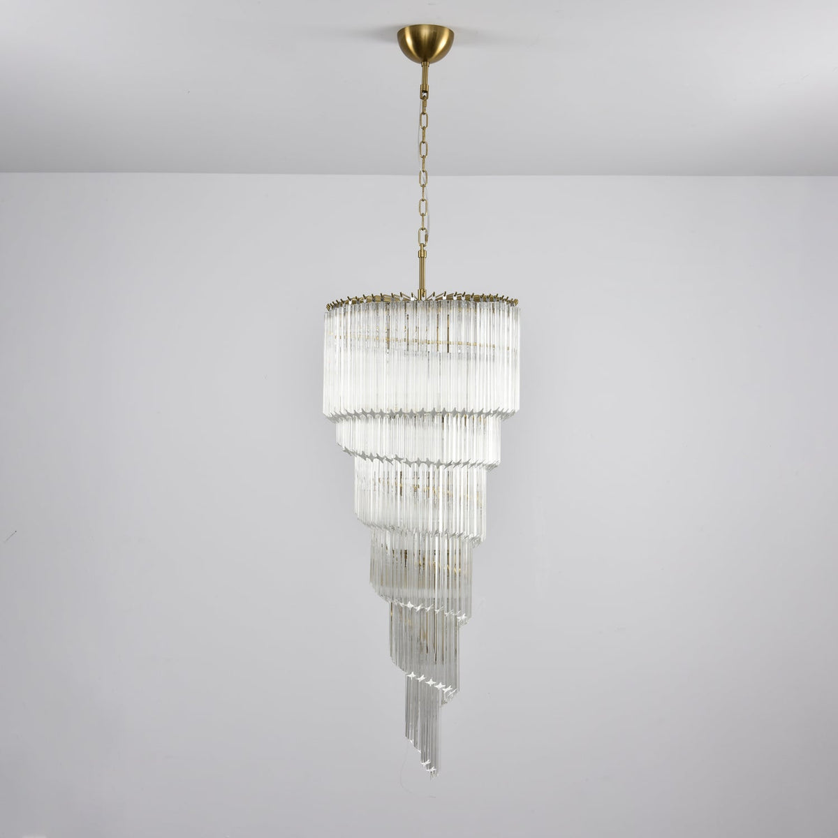 Cascada Spiral Clear Glass Chandelier for Staircases and Foyers