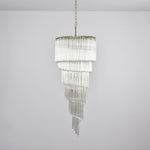 Cascada Spiral Clear Glass Chandelier for Staircases and Foyers