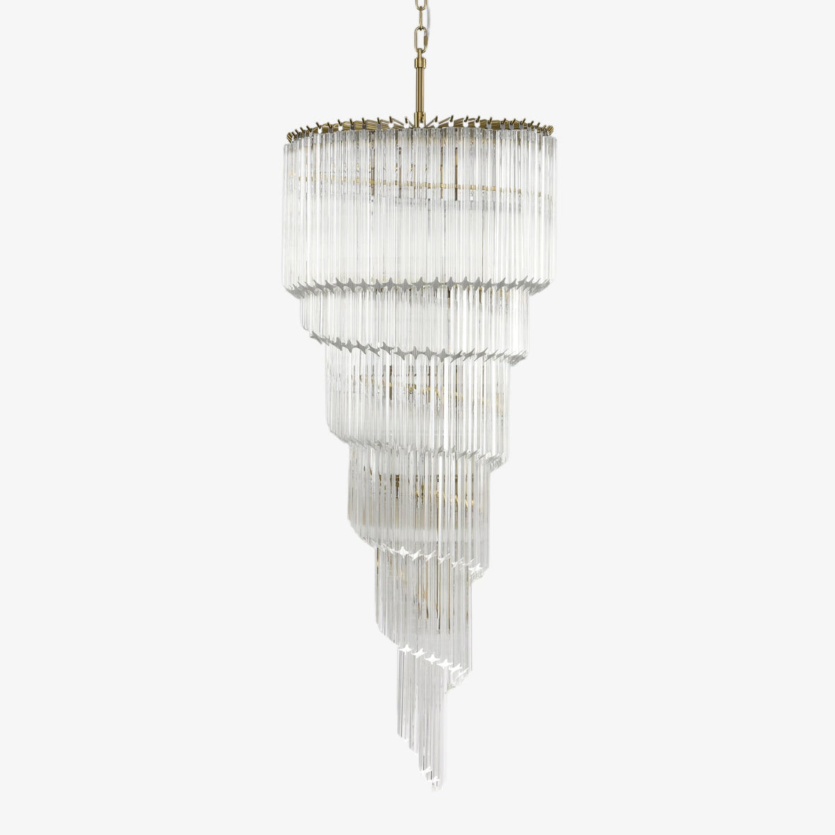 Cascada Spiral Clear Glass Chandelier for Staircases and Foyers