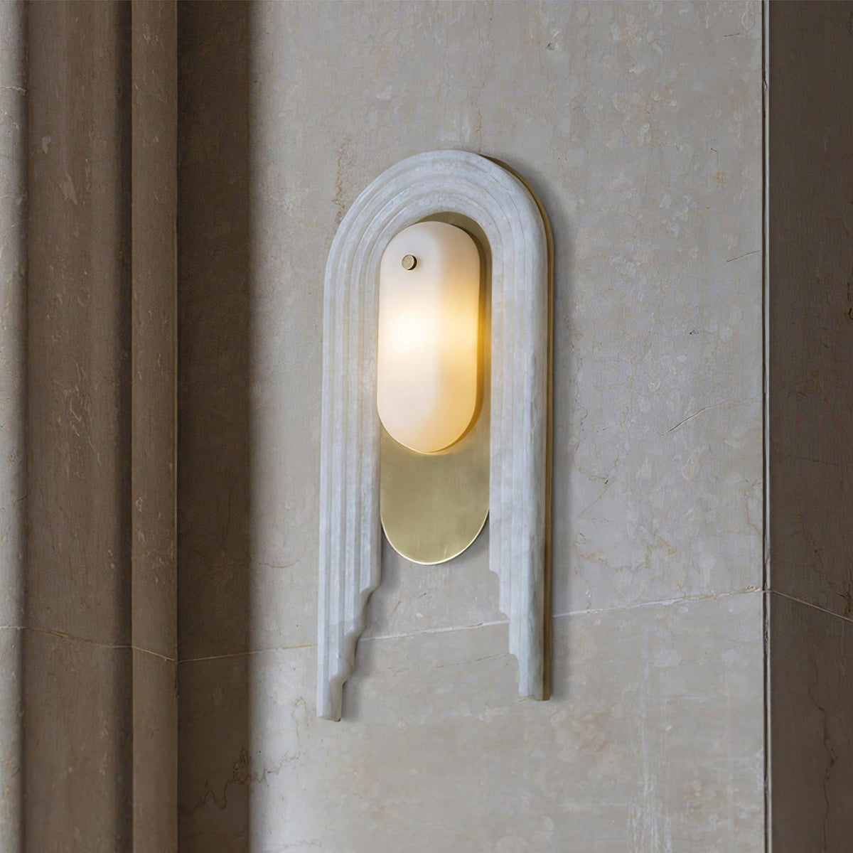 Cascada Alabaster Wall Sconce in Brushed Brass with LED