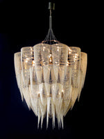 Cascade Aluminum Chain Chandelier – Modern Sculptural Pendant Light for Dining and Living Spaces