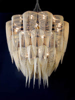Cascade Aluminum Chain Chandelier – Modern Sculptural Pendant Light for Dining and Living Spaces