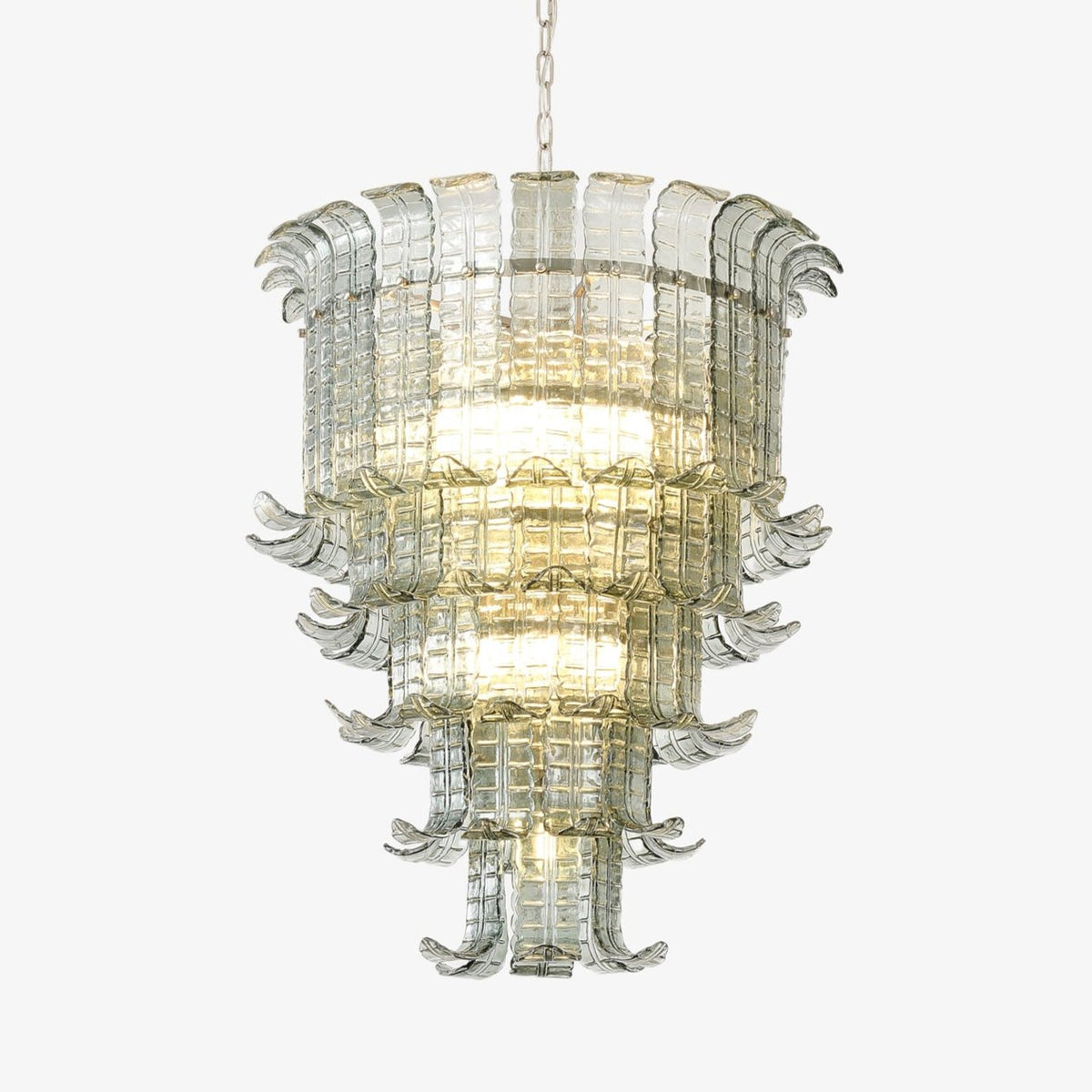 Cascade Glass Green Chandelier | Handcrafted Murano Glass Pendant for Dining & Living Rooms