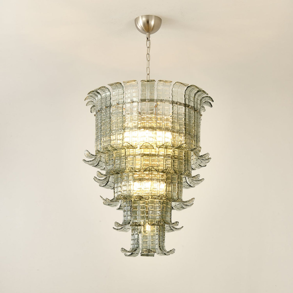Cascade Glass Green Chandelier | Handcrafted Murano Glass Pendant for Dining & Living Rooms