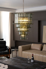 Cascade Glass Green Chandelier | Handcrafted Murano Glass Pendant for Dining & Living Rooms