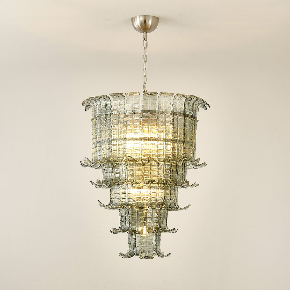 Cascade Glass Green Chandelier | Handcrafted Murano Glass Pendant for Dining & Living Rooms