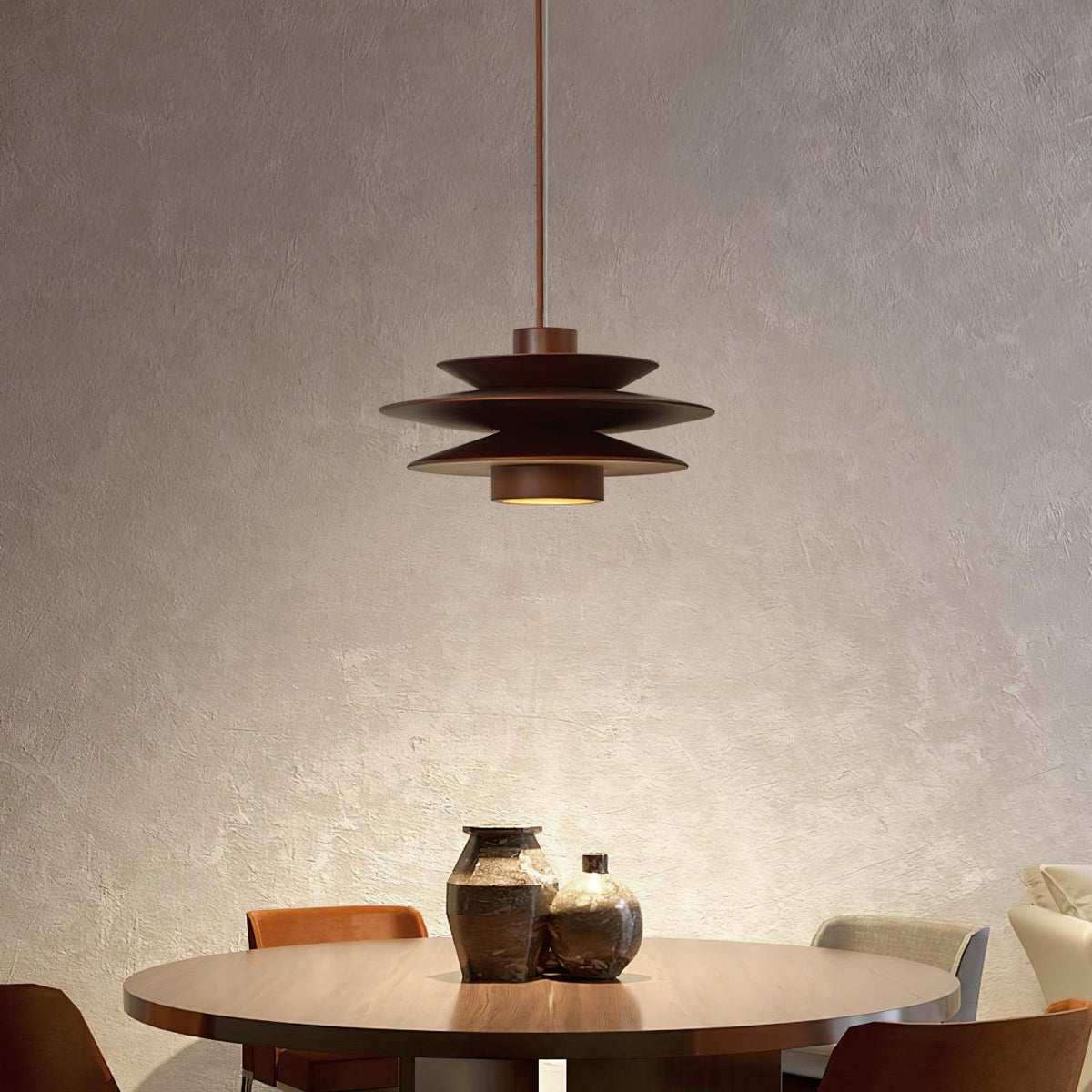 Cascade Wooden Disc Pendant Light – Modern Organic Chandelier for Dining & Living Spaces