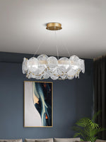 Cassia Modern LED Chandelier in Gold with Artisan Glass