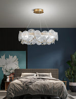 Cassia Modern LED Chandelier in Gold with Artisan Glass