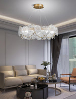 Cassia Modern LED Chandelier in Gold with Artisan Glass
