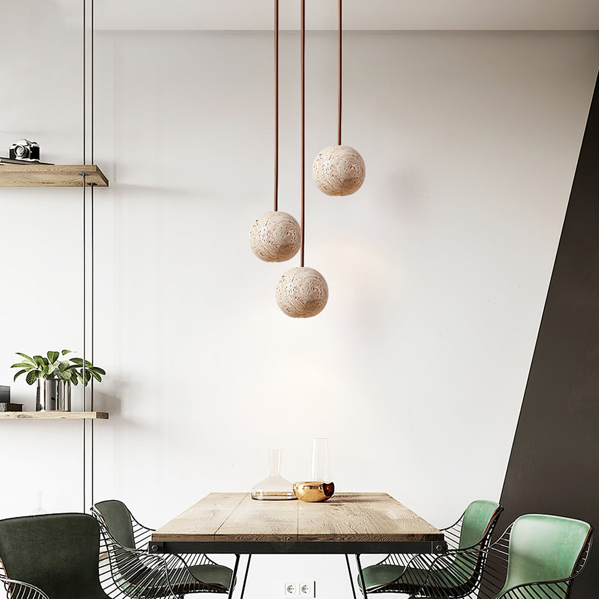 Cassia Travertine Pendant Light – Sculptural Stone Trio for Modern Interiors