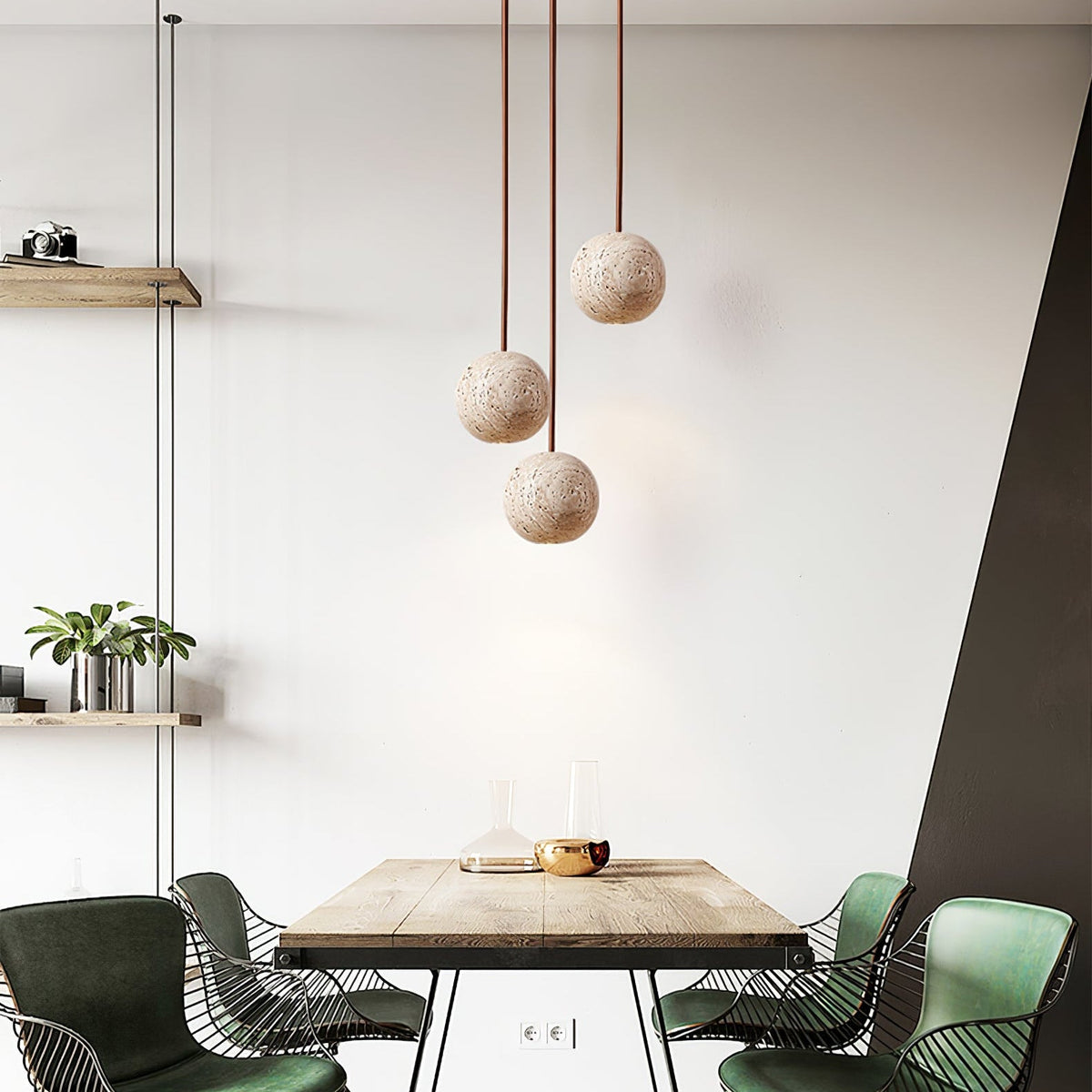 Cassia Travertine Pendant Light – Sculptural Stone Trio for Modern Interiors