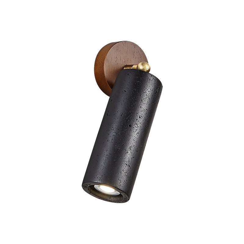 Cassius Adjustable Wall Sconce in Black Travertine and Walnut