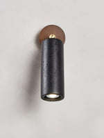 Cassius Adjustable Wall Sconce in Black Travertine and Walnut