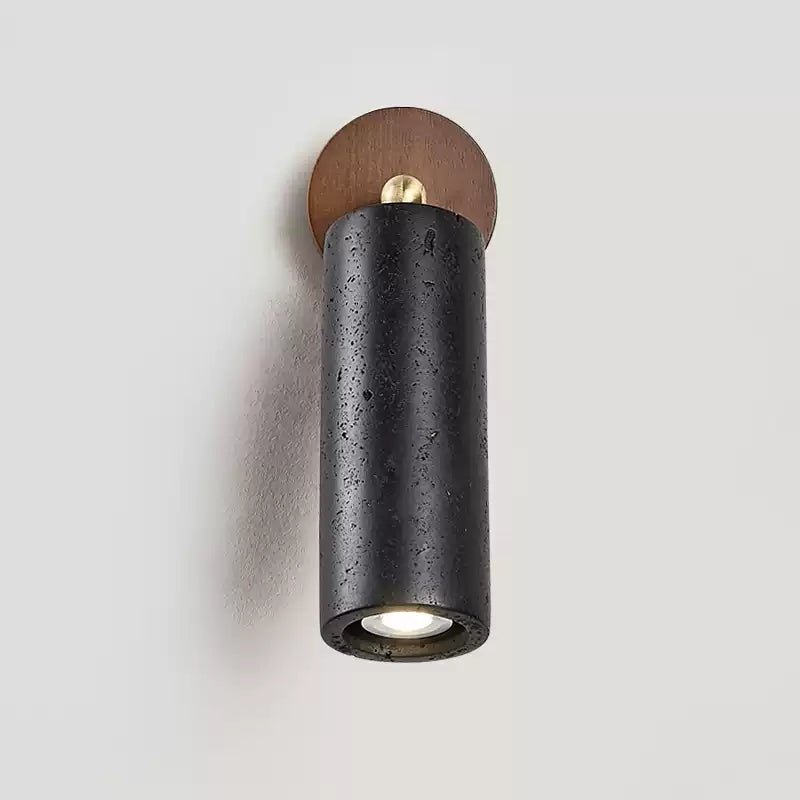 Cassius Adjustable Wall Sconce in Black Travertine and Walnut