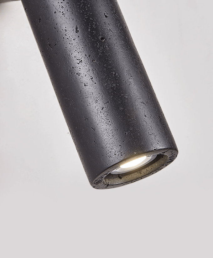 Cassius Adjustable Wall Sconce in Black Travertine and Walnut