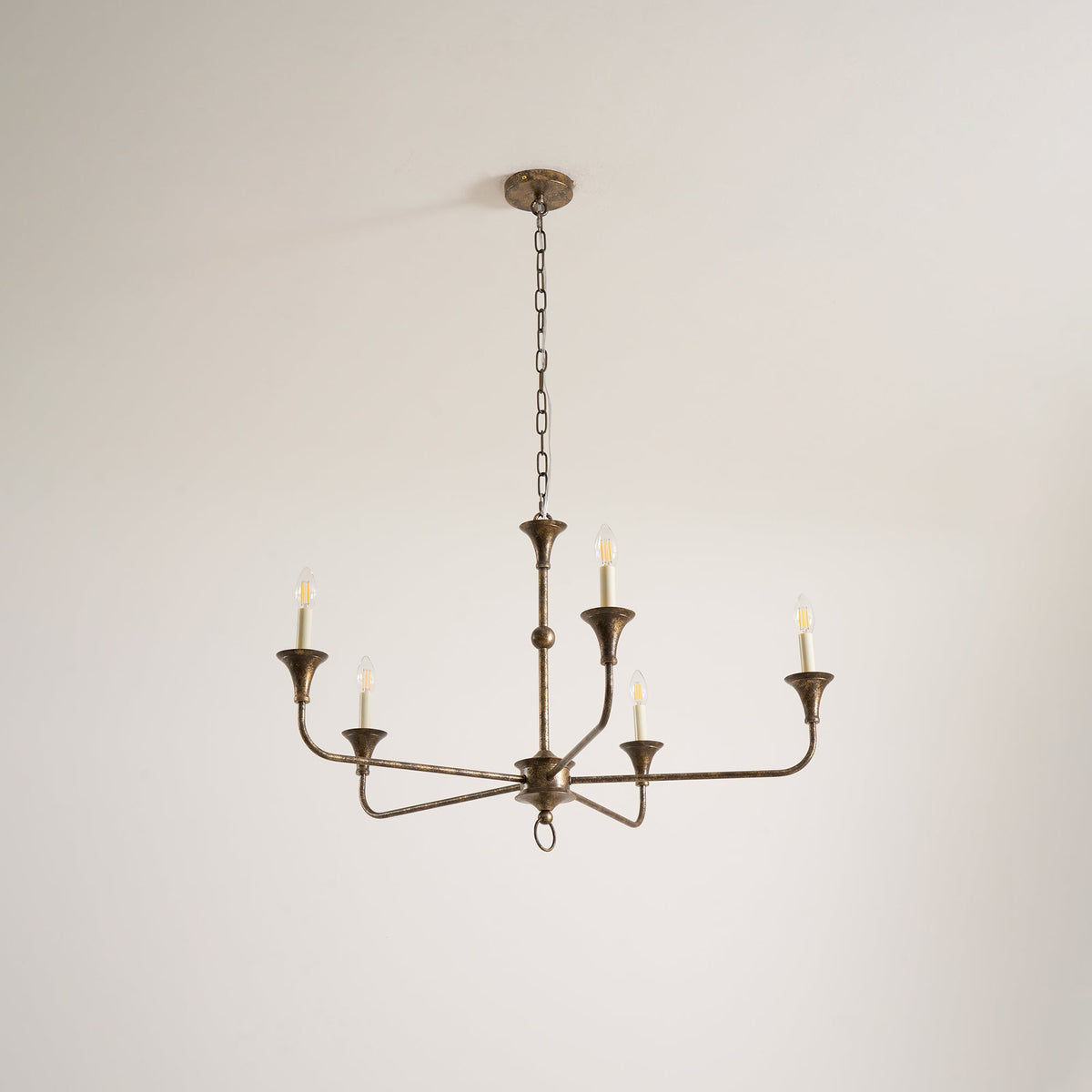 Elara Candle Chandelier – Modern Brass Candelabra Chandelier for Dining Room