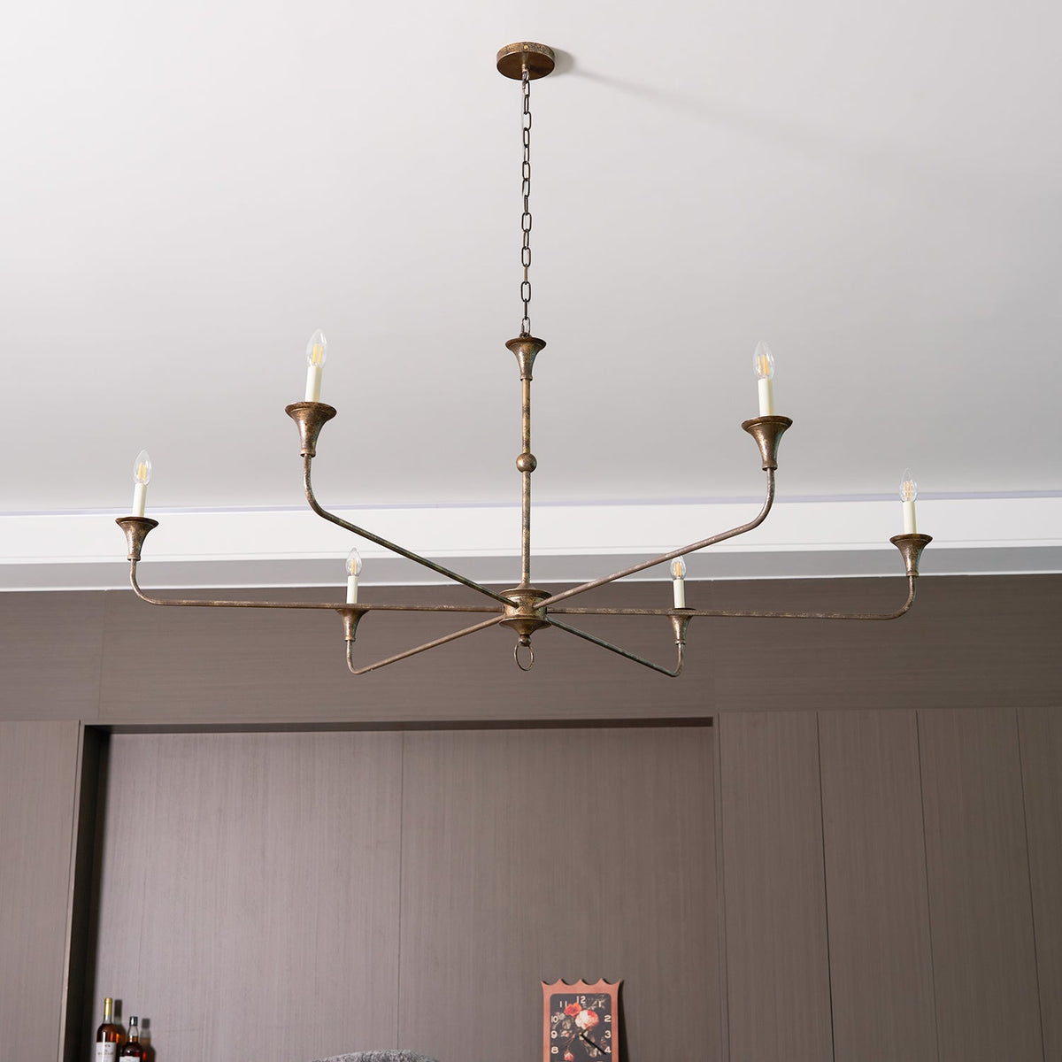 Elara Candle Chandelier – Modern Brass Candelabra Chandelier for Dining Room