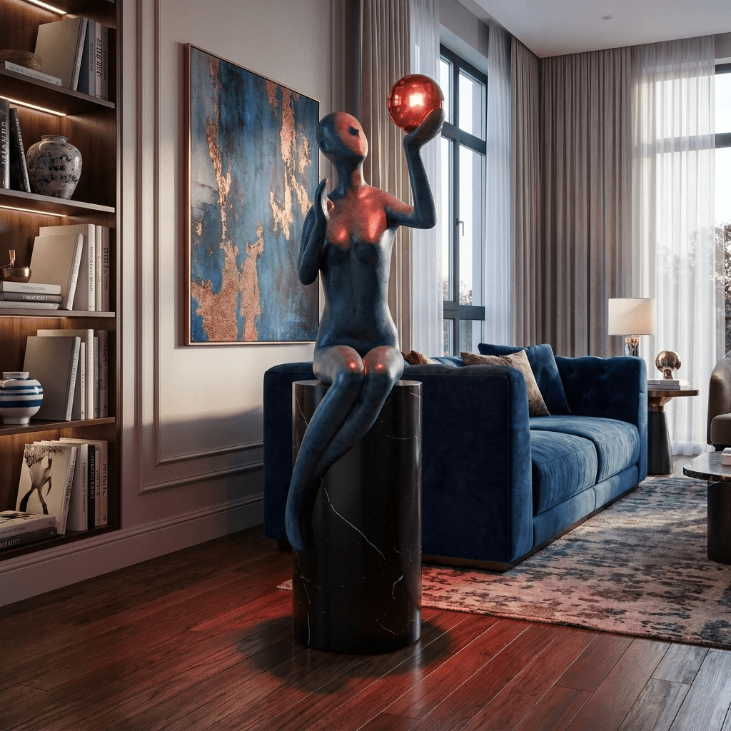 Celeste Poise Sculpture Floor Lamp with Marble Base