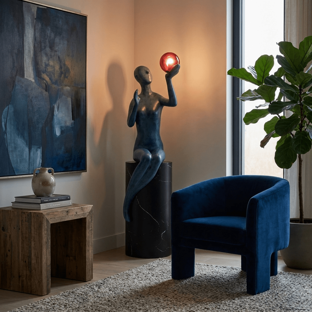 Celeste Poise Sculpture Floor Lamp with Marble Base