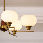 Celeste Walnut Sphere Chandelier – Modern Brass & Glass Pendant Light