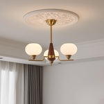 Celeste Walnut Sphere Chandelier – Modern Brass & Glass Pendant Light