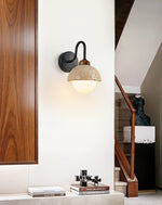 Celestia Travertine Wall Sconce with Walnut Accent