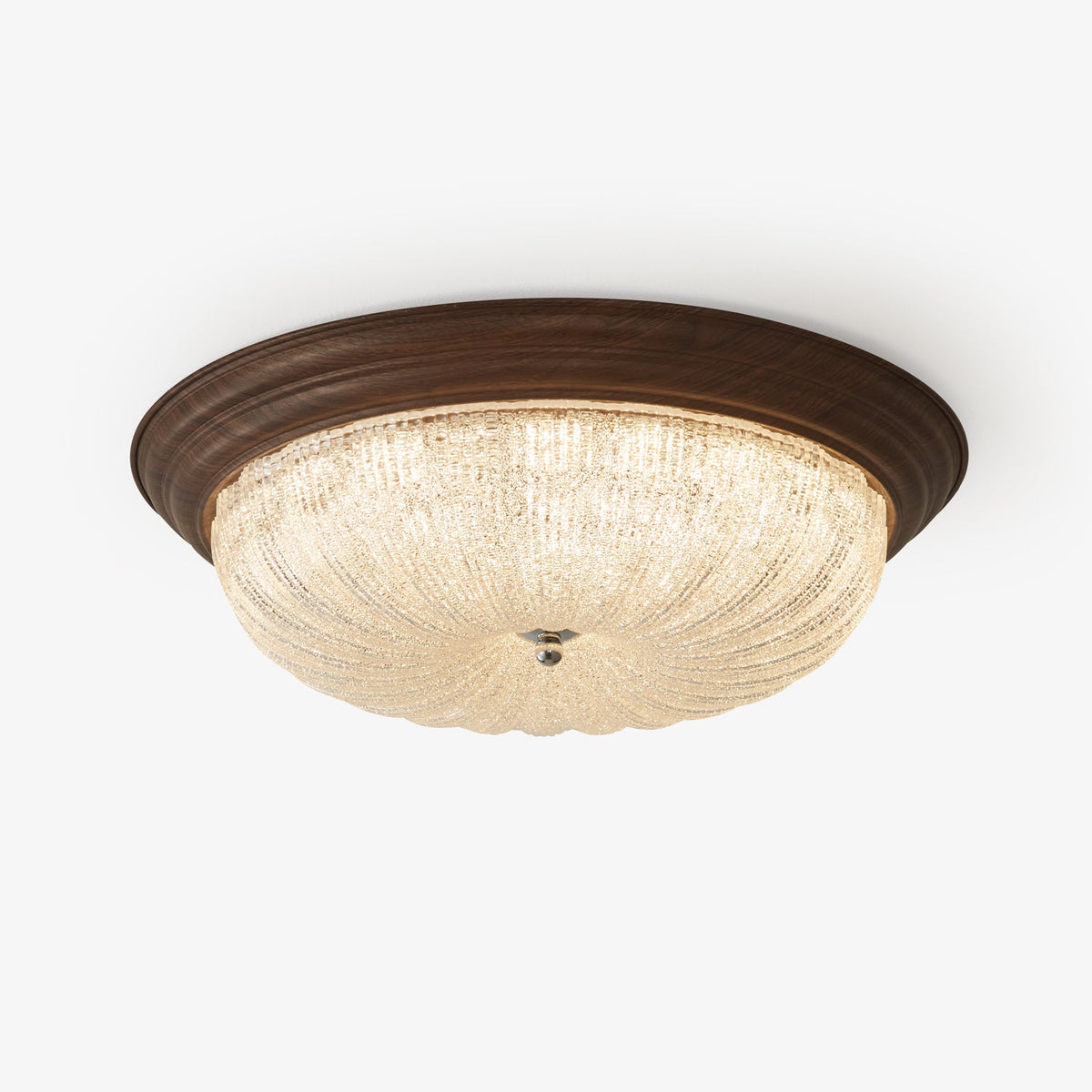 Celestia Walnut Flush Mount Ceiling Light with Glass Dome