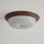 Celestia Walnut Flush Mount Ceiling Light with Glass Dome