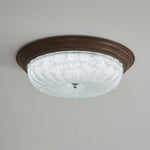 Celestia Walnut Flush Mount Ceiling Light with Glass Dome