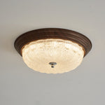 Celestia Walnut Flush Mount Ceiling Light with Glass Dome