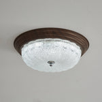 Celestia Walnut Flush Mount Ceiling Light with Glass Dome