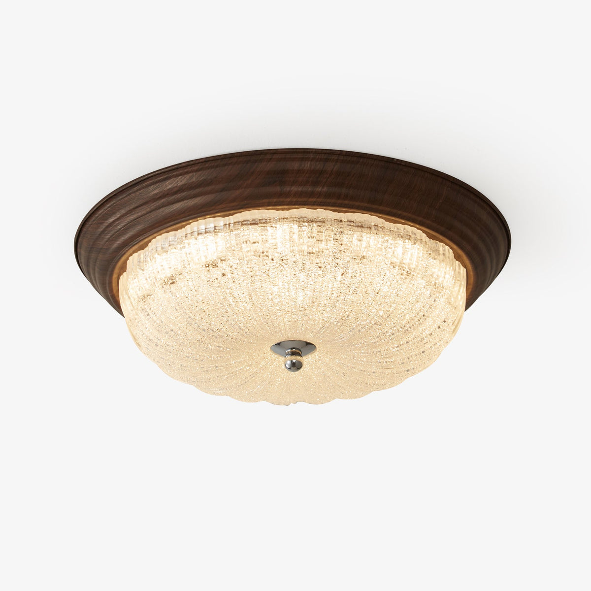 Celestia Walnut Flush Mount Ceiling Light with Glass Dome