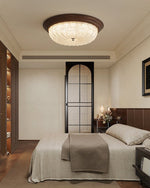 Celestia Walnut Flush Mount Ceiling Light with Glass Dome