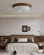 Celestia Walnut Flush Mount Ceiling Light with Glass Dome